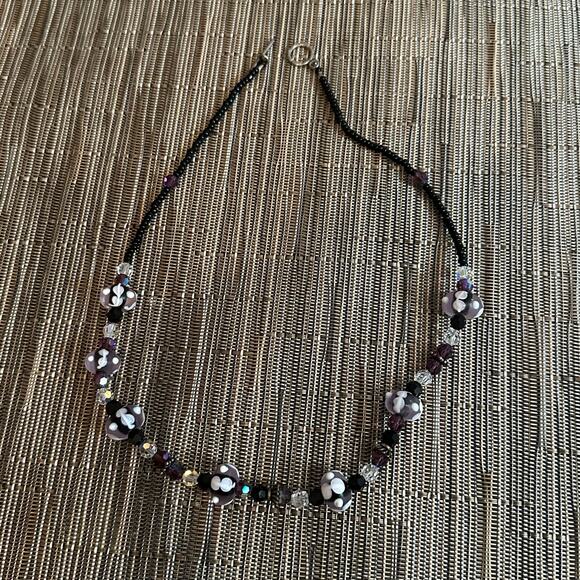 Handcrafted unique beaded necklace Boho Bohemian Clear Purple unbranded - Picture 1 of 7